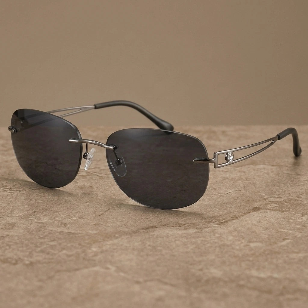 Krasivyy Women's Rimless Oval Screwless Titanium Sunglasses 426801 — view 1 | Krasivyy at FuzWeb