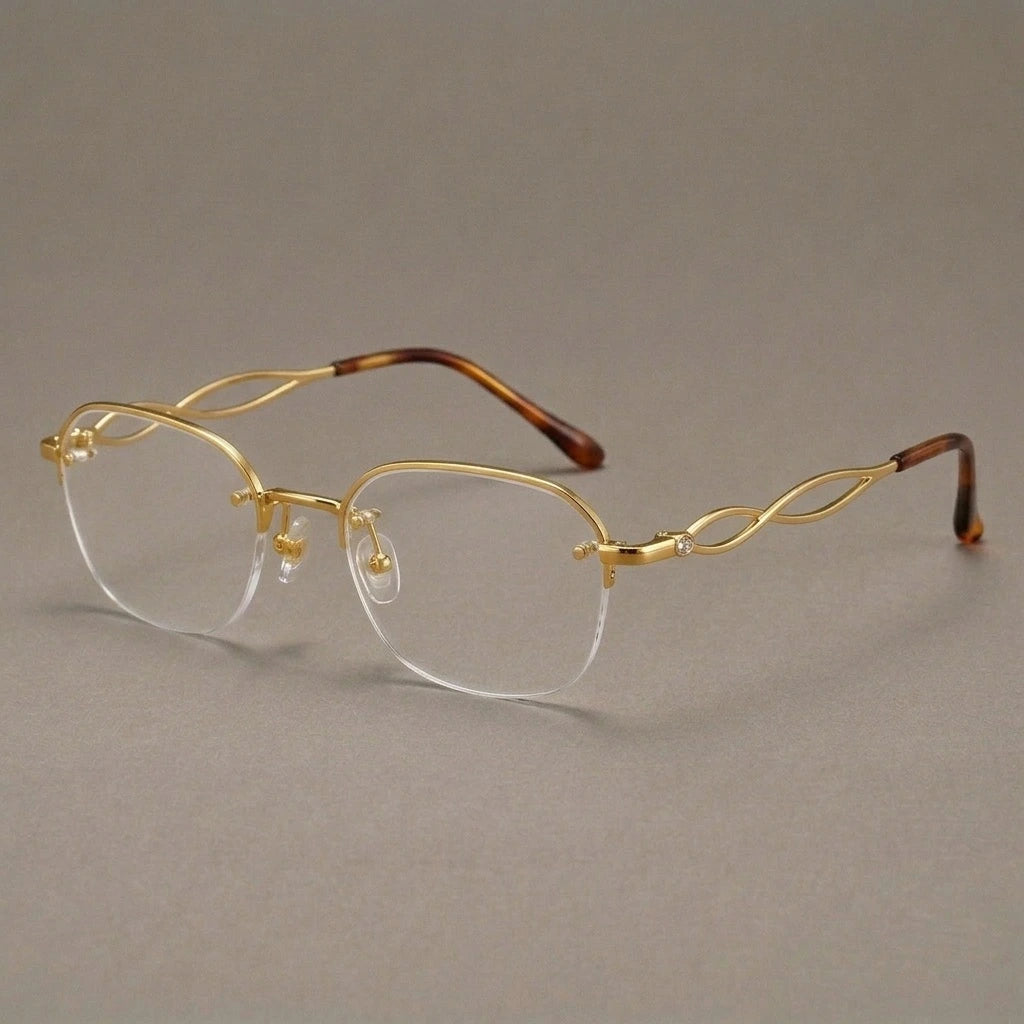 Krasivyy Women's Semi Rim Oval Square Titanium Eyeglasses 63011 — view 2 | Krasivyy at FuzWeb