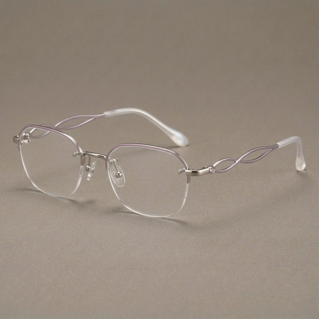 Krasivyy Women's Semi Rim Oval Square Titanium Eyeglasses 63011 — view 1 | Krasivyy at FuzWeb