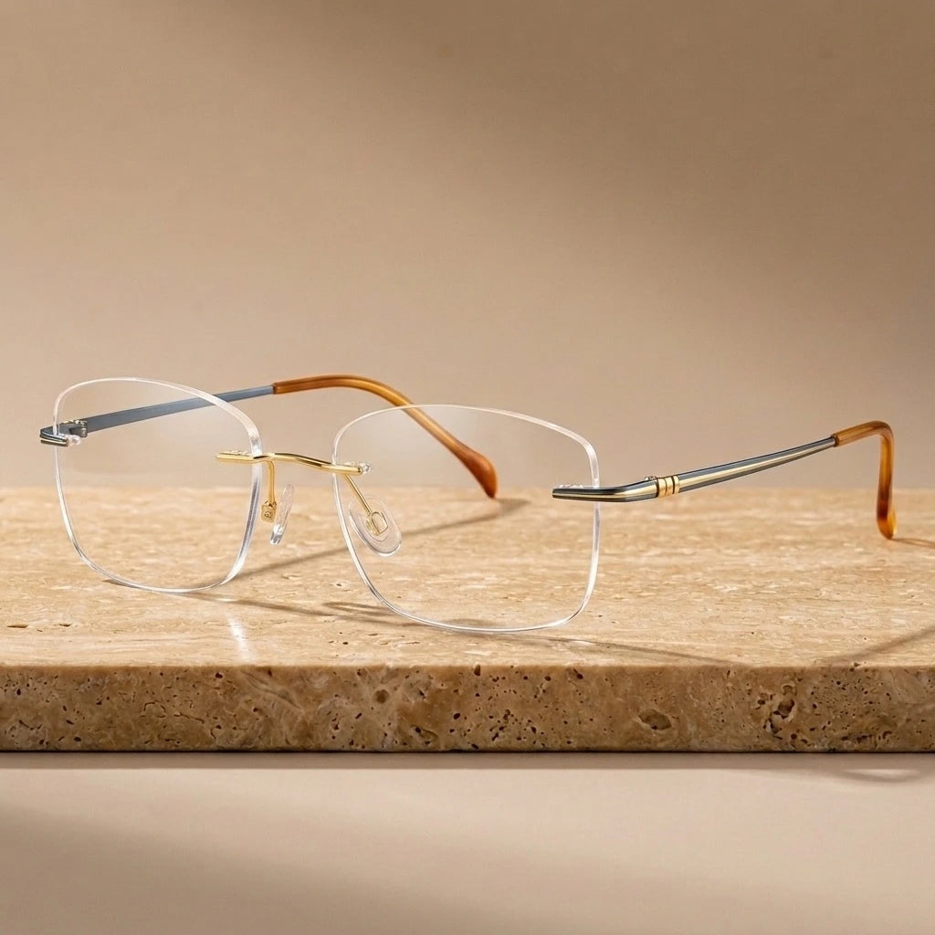 Krasivyy Women's Rimless Square Titanium Eyeglasses 716074 — view 1 | Krasivyy at FuzWeb