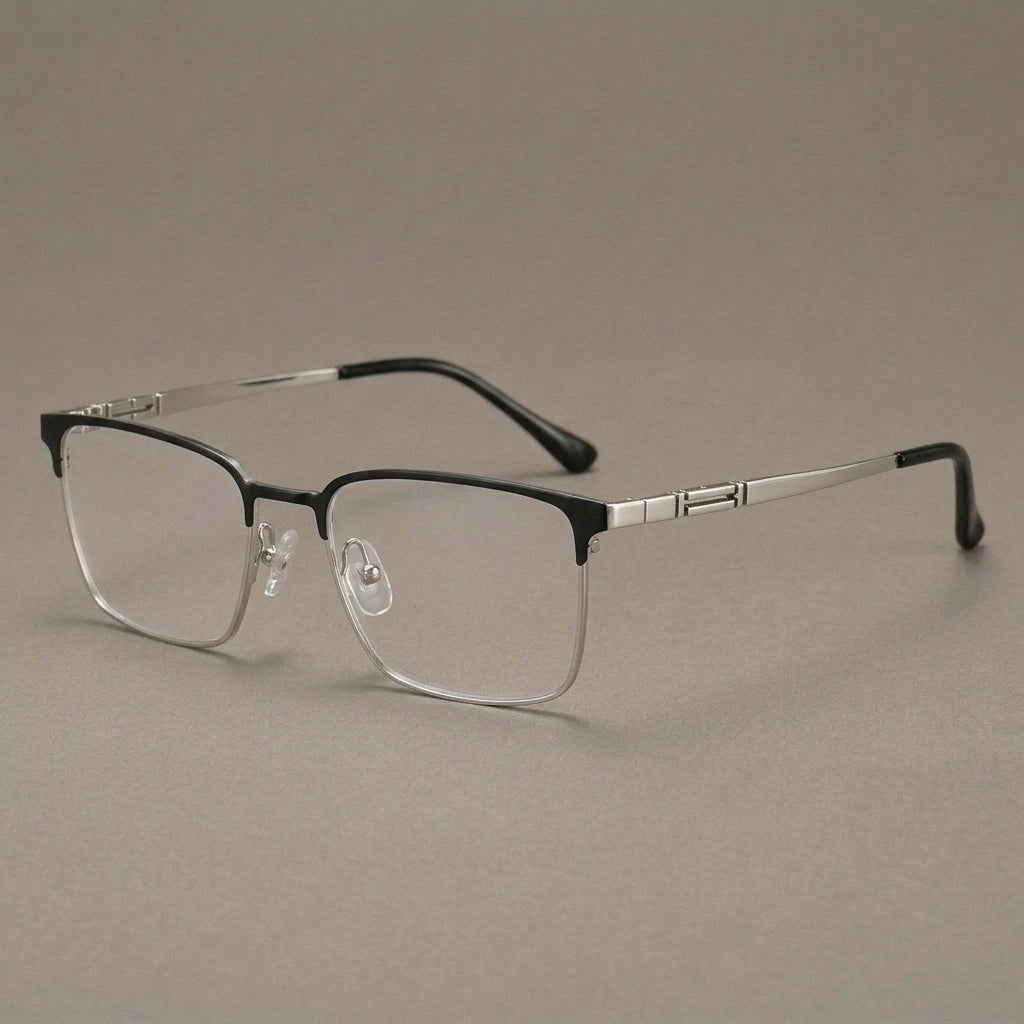 Krasivyy Men's Semi-Rim Square Titanium Eyeglasses HT0239 — view 1 | Krasivyy at FuzWeb