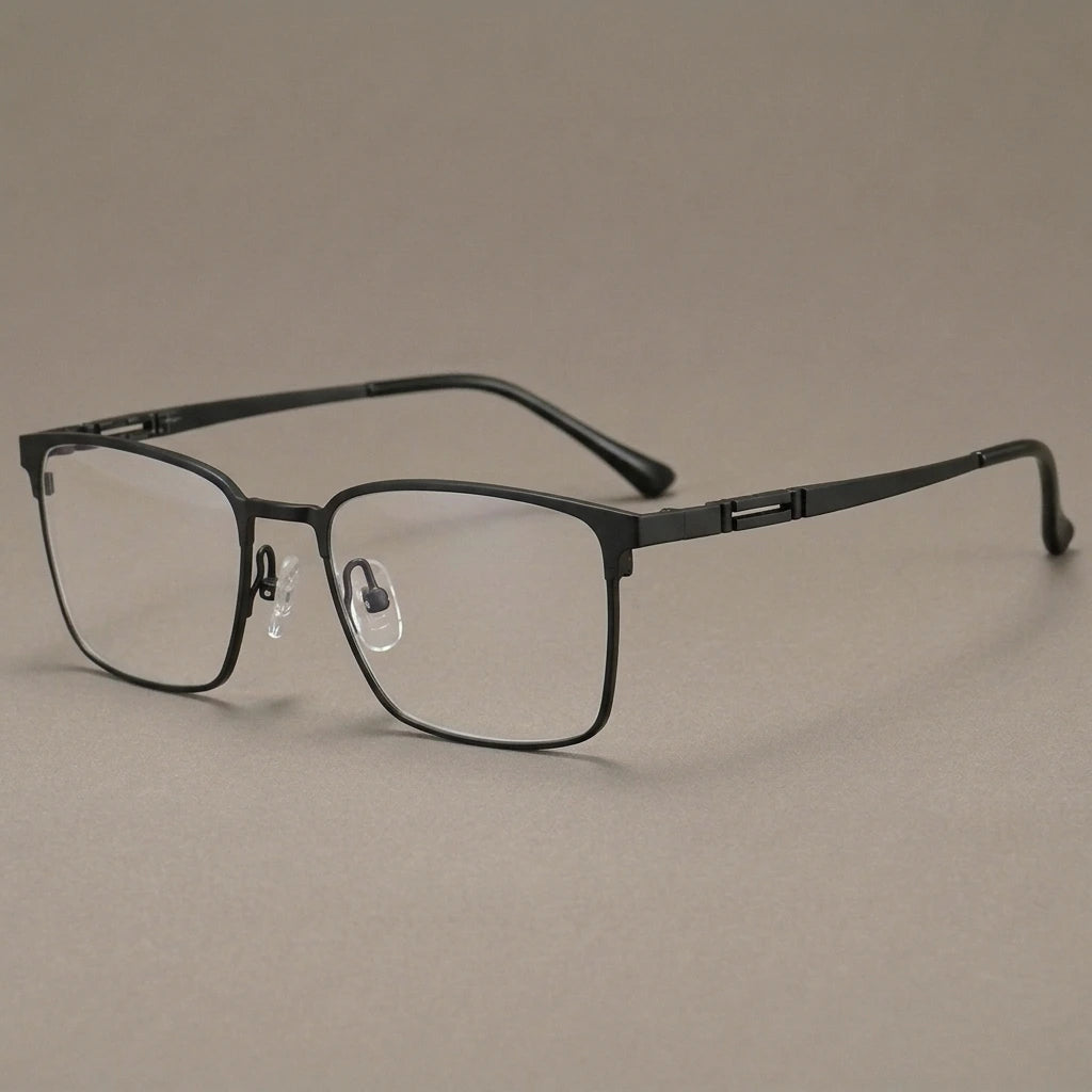 Krasivyy Men's Semi-Rim Square Titanium Eyeglasses HT0239 — view 2 | Krasivyy at FuzWeb