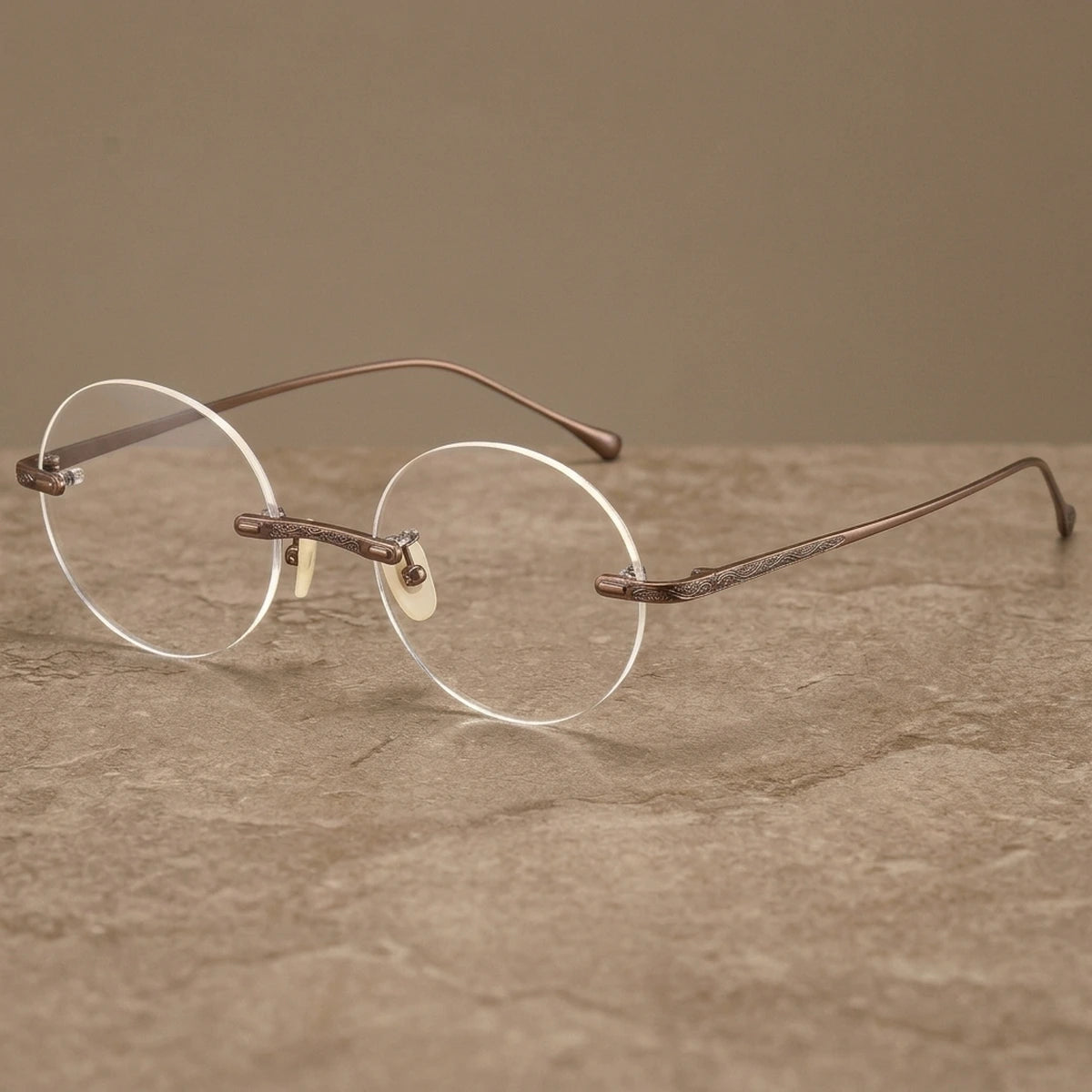 Krasivyy Men's Rimless Round Titanium Eyeglasses K5933 — view 2 | Krasivyy at FuzWeb