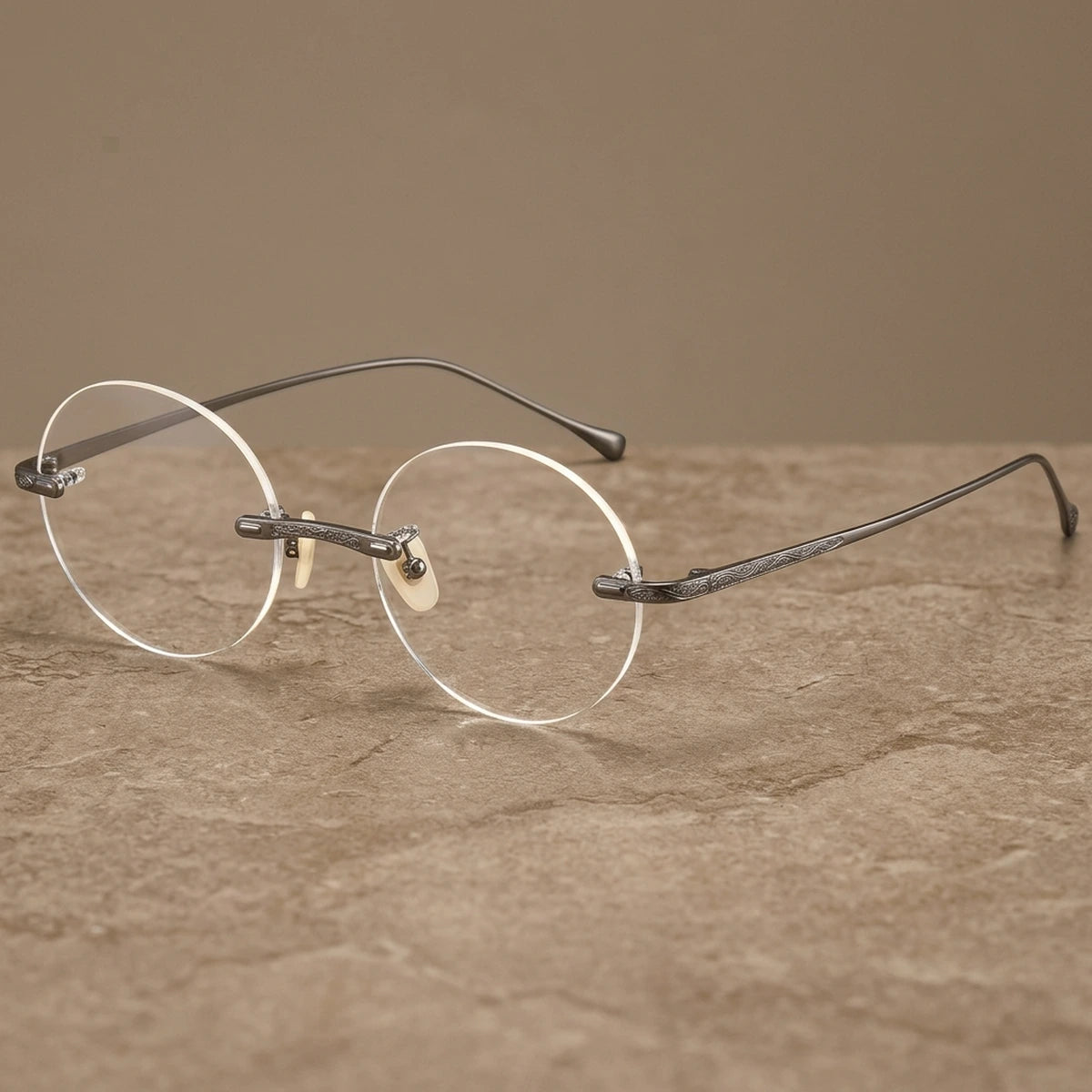 Krasivyy Men's Rimless Round Titanium Eyeglasses K5933 — view 1 | Krasivyy at FuzWeb