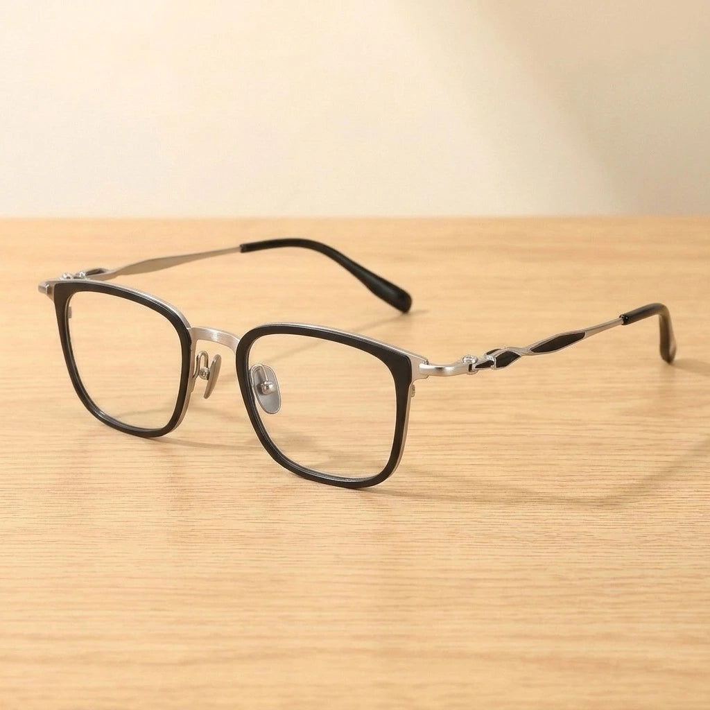 Krasivyy Men's Full Rim Big Square Pure Titanium Eyeglasses KR0057 — view 2 | Krasivyy at FuzWeb