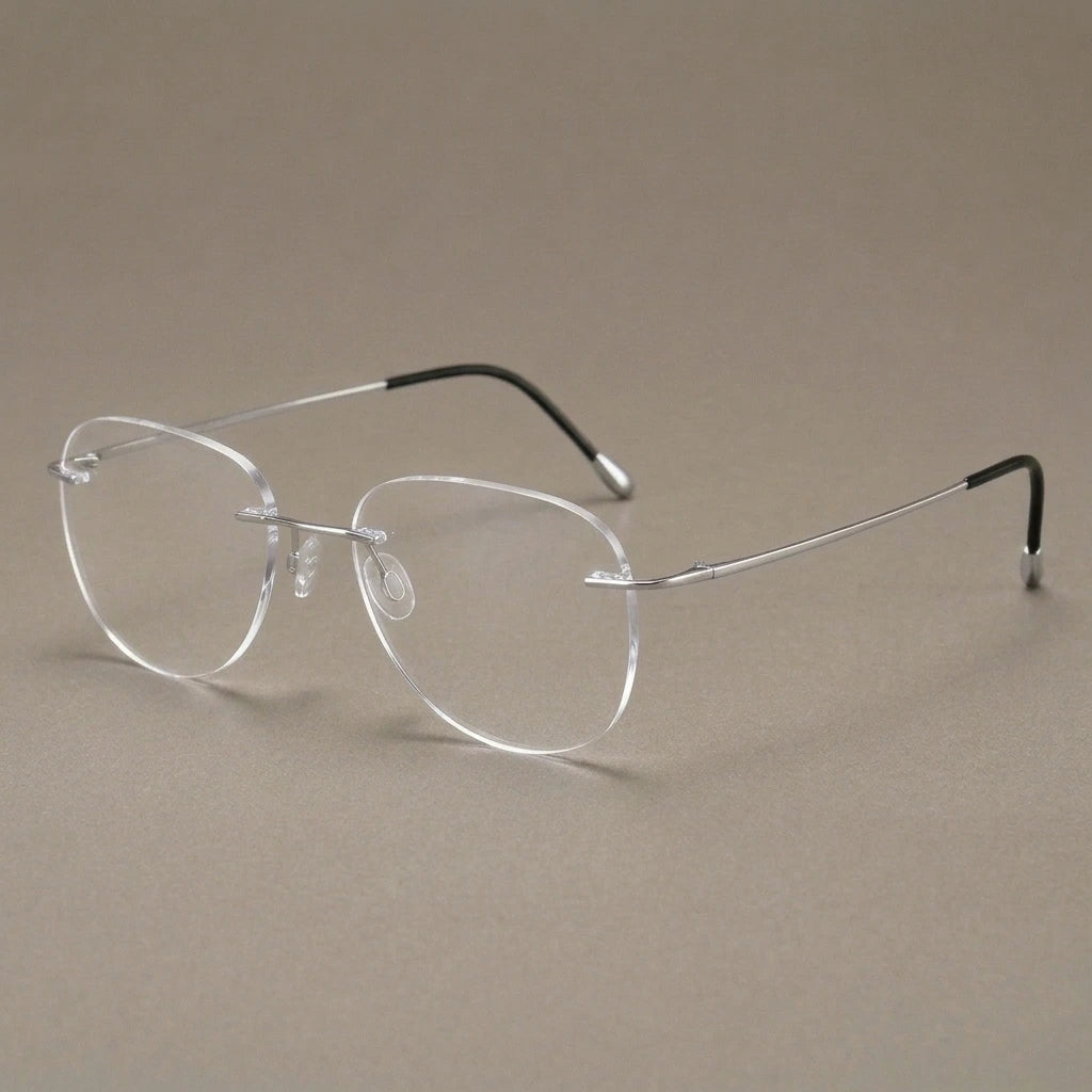 Krasivyy Unisex Rimless Oval Titanium Eyeglasses Kr05 — view 1 | Krasivyy at FuzWeb