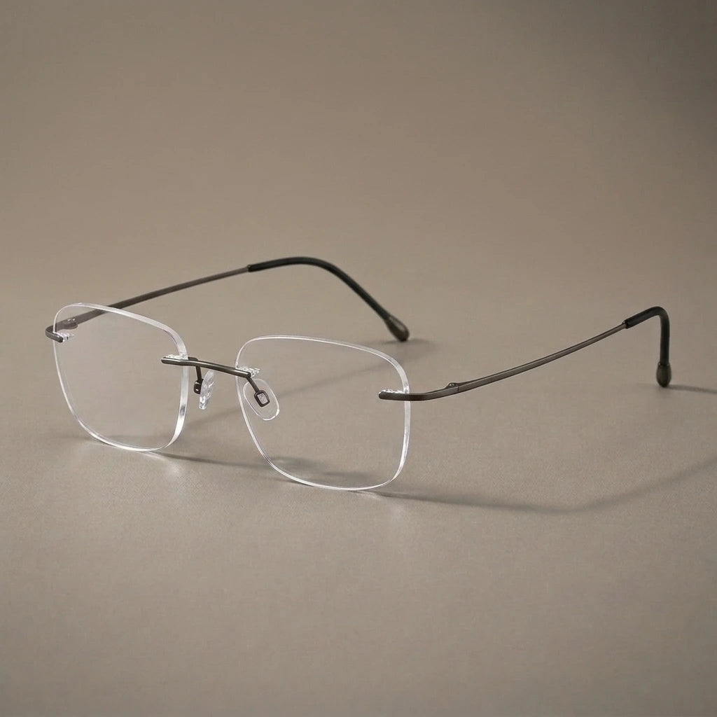Krasivyy Men's Rimless Square Titanium Eyeglasses Kr16010 — view 2 | Krasivyy at FuzWeb