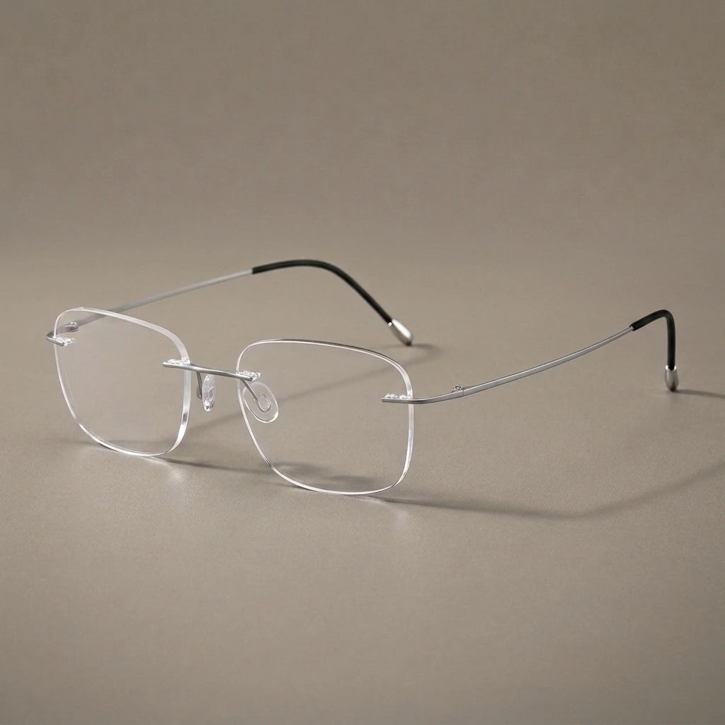 Krasivyy Men's Rimless Square Titanium Eyeglasses Kr16010 — view 1 | Krasivyy at FuzWeb