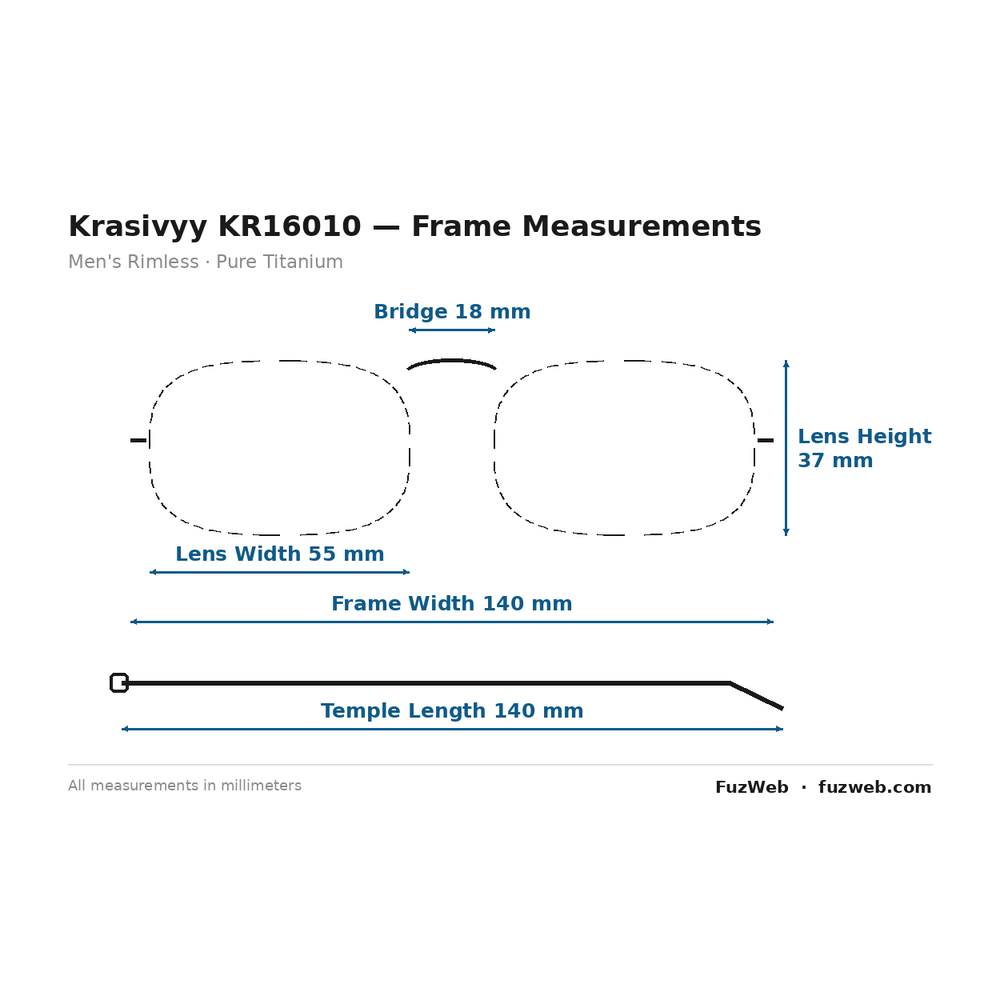 Krasivyy KR16010 Eyeglasses — Frame Dimensions and Sizing Chart