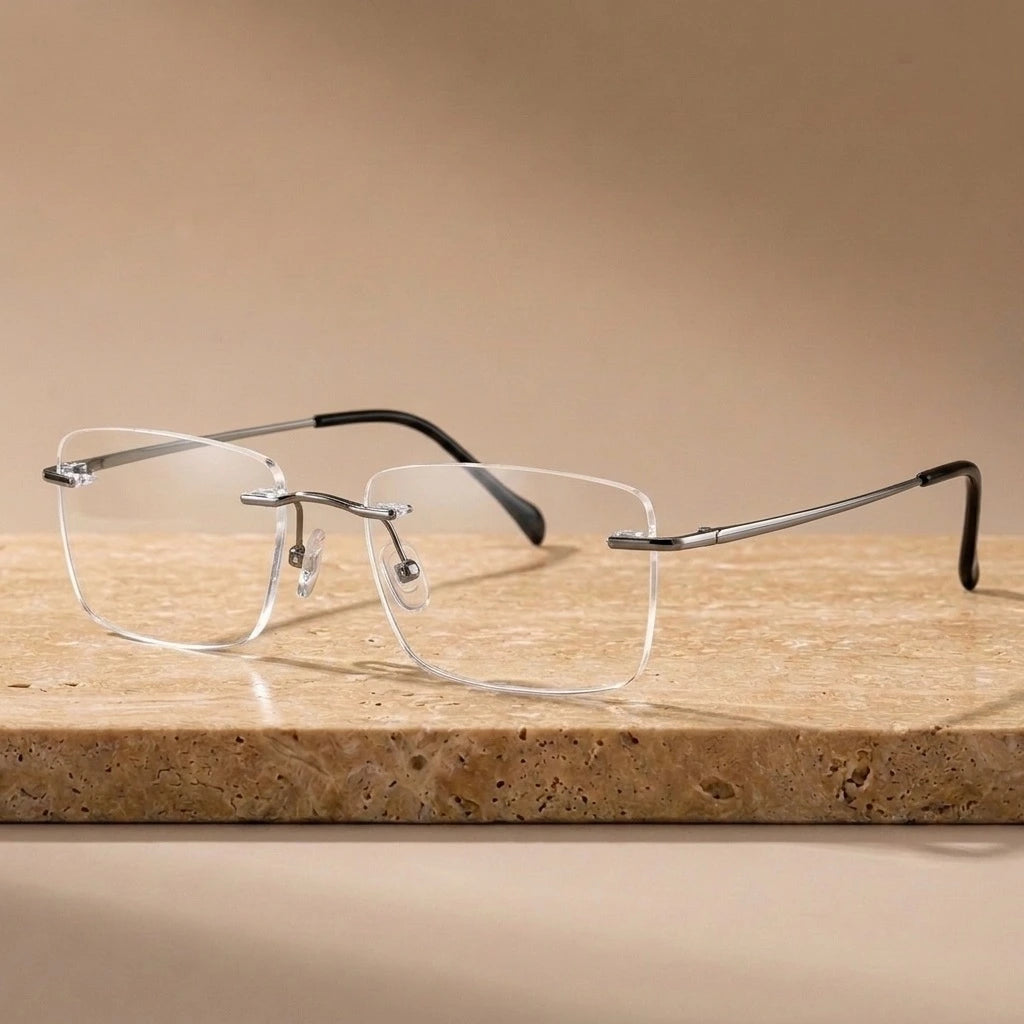 Krasivyy Unisex Rimless Square Titanium Eyeglasses KR16020 — view 3 | Krasivyy at FuzWeb