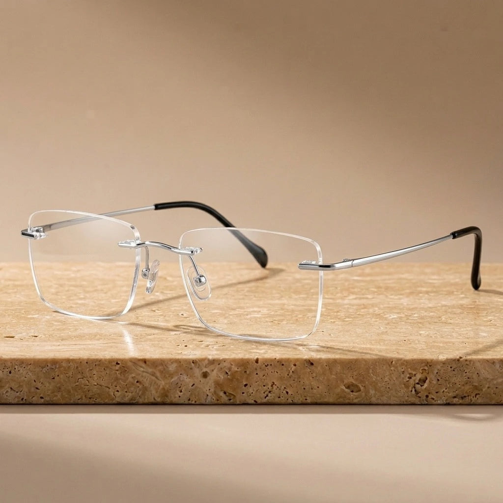 Krasivyy Unisex Rimless Square Titanium Eyeglasses KR16020 — view 1 | Krasivyy at FuzWeb