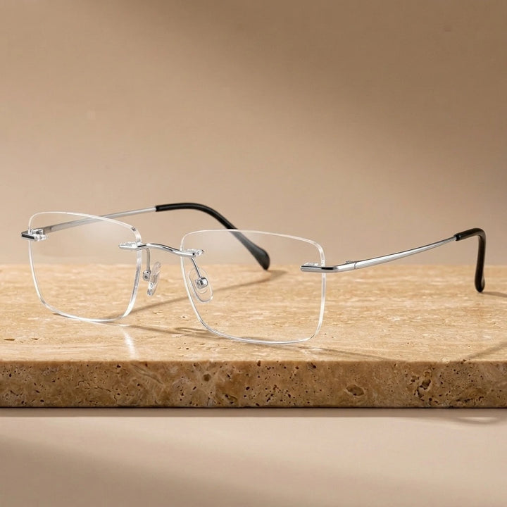 Krasivyy Unisex Rimless Square Titanium Eyeglasses KR16020 — view 1 | Krasivyy at FuzWeb