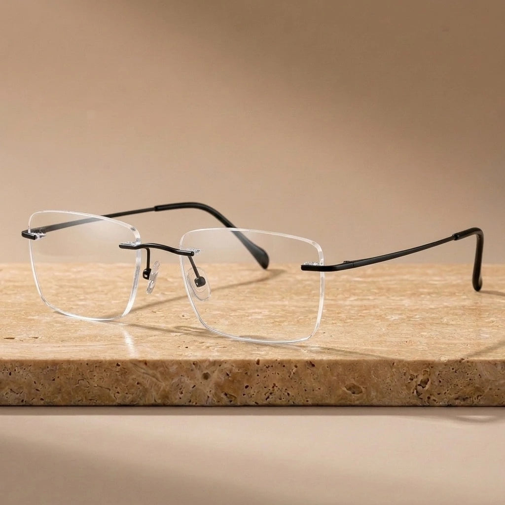 Krasivyy Unisex Rimless Square Titanium Eyeglasses KR16020 — view 2 | Krasivyy at FuzWeb