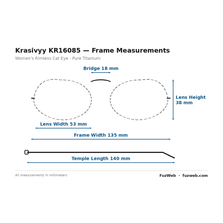 Krasivyy KR16085 Eyeglasses — Frame Dimensions and Sizing Chart