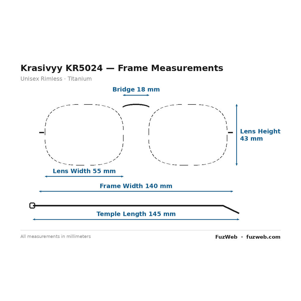 Krasivyy KR5024 Eyeglasses — Frame Dimensions and Sizing Chart
