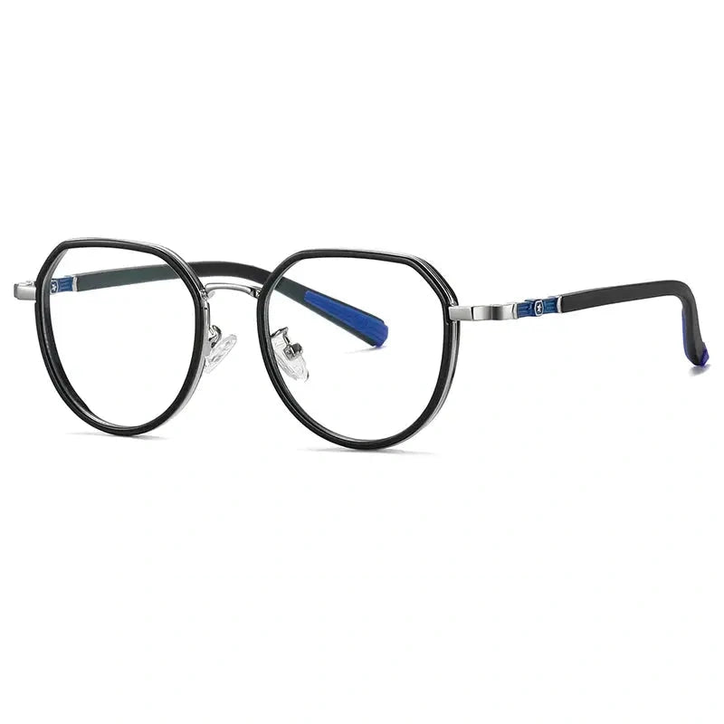 Vicky Youth Unisex Full Rim Flat Top Round TR90 and Titanium Eyeglasses 5126 — view 1 | Vicky at FuzWeb