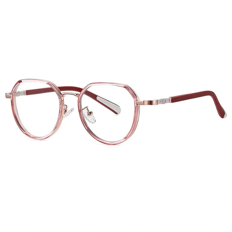 Vicky Youth Unisex Full Rim Flat Top Round TR90 and Titanium Eyeglasses 5126 — view 2 | Vicky at FuzWeb