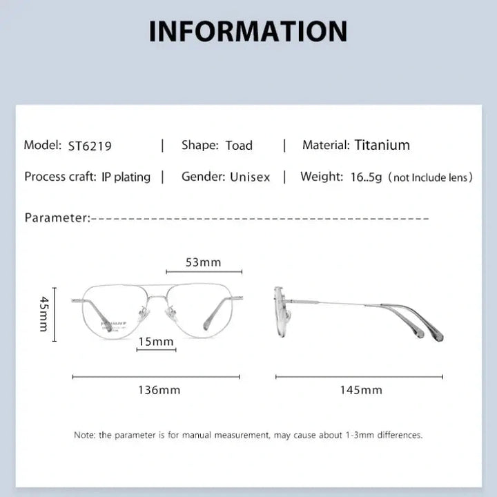 Vicky ST6219 Eyeglasses — Frame Dimensions and Sizing Chart
