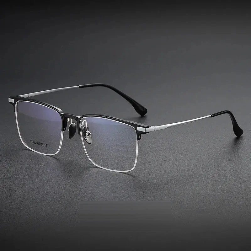 Vicky Unisex Semi-Rim Square Titanium Reading Glasses V20261 — view 2 | Vicky at FuzWeb