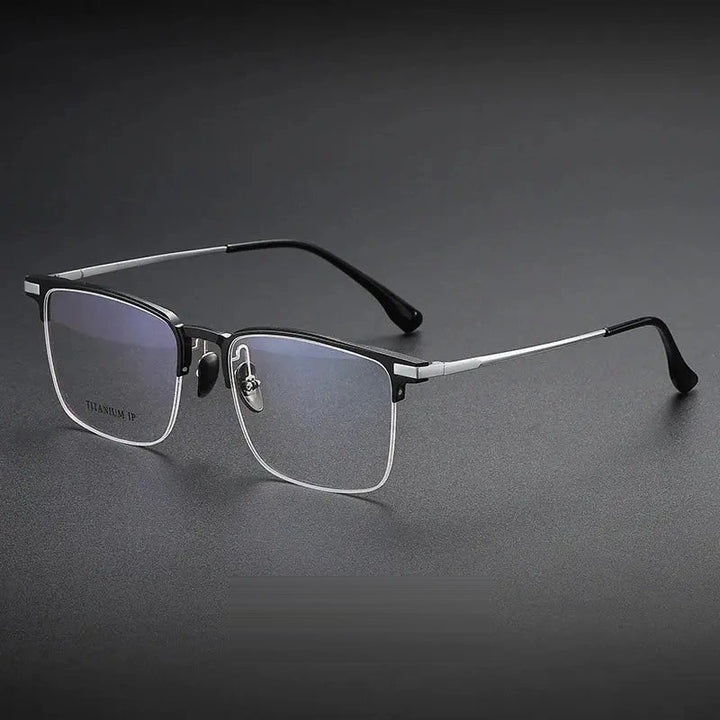 Vicky Unisex Semi-Rim Square Titanium Reading Glasses V20261 — view 2 | Vicky at FuzWeb