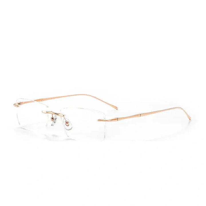 Vicky Unisex Rimless Rectangle Titanium Reading Glasses V6032 — view 2 | Vicky at FuzWeb