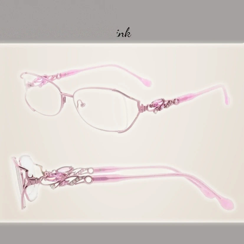 FuzWeb Women's Full Rim Rectangle Bayonetta Alloy Acetate Eyeglasses 75045 - Pink