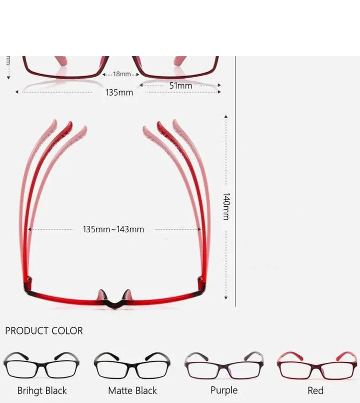 Yimaruili Unisex Full Rim TR 90 Resin Frame Customizable Lens Eyeglasses 6063