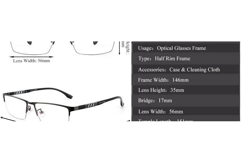 Chashma Unisex Semi Rim Stainless Steel Frame Eyeglasses