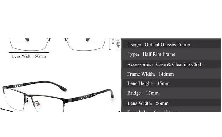 Chashma Unisex Semi Rim Stainless Steel Frame Eyeglasses
