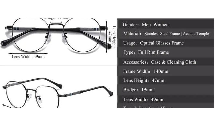 Chashma Unisex Full Rim Round Stainless Steel Frame Eyeglasses 1921
