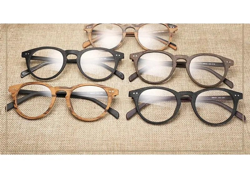 Hdcrafter Unisex Full Rim Round Wood Frame Eyeglasses Lhb030