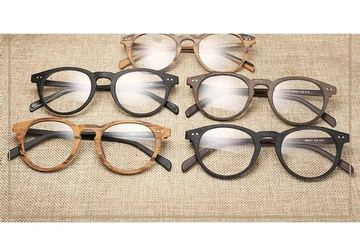 Hdcrafter Unisex Full Rim Round Wood Frame Eyeglasses Lhb030