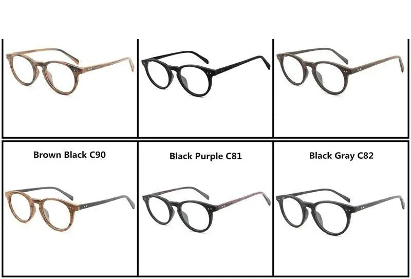Hdcrafter Unisex Full Rim Round Wood Frame Eyeglasses Lhb030