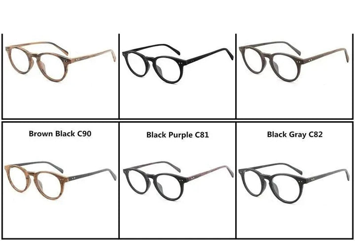 Hdcrafter Unisex Full Rim Round Wood Frame Eyeglasses Lhb030