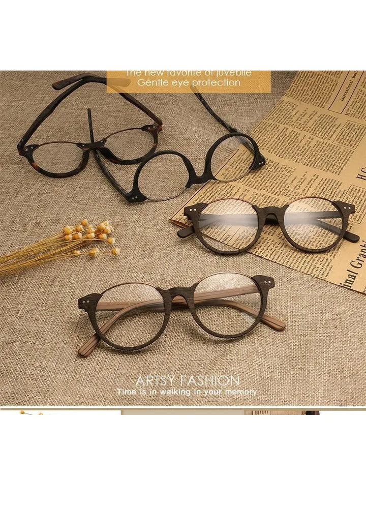 Hdcrafter Unisex Full Rim Square Wood Metal Frame Eyeglasses Ft5359