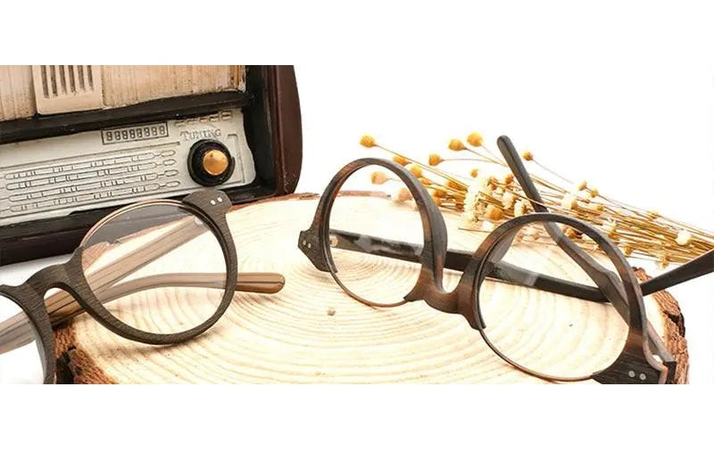 Hdcrafter Unisex Full Rim Square Wood Metal Frame Eyeglasses Ft5359