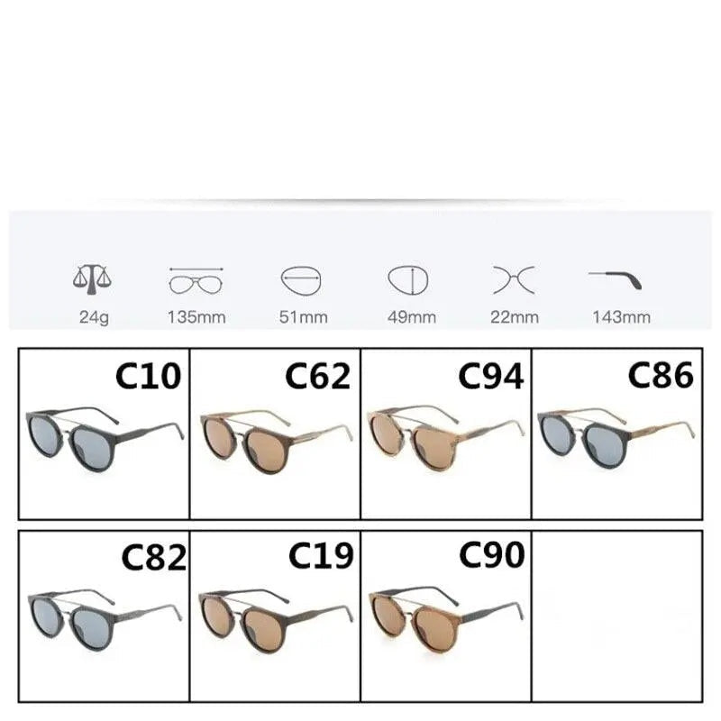 Hdcrafter Unisex Full Rim Round Wood Metal Frame Polarized Sunglasses Lhb023