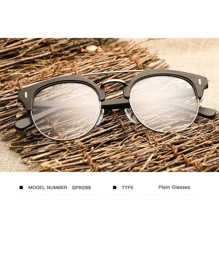 Hdcrafter Unisex Full Rim Round Wood Metal Frame Eyeglasses Bc01