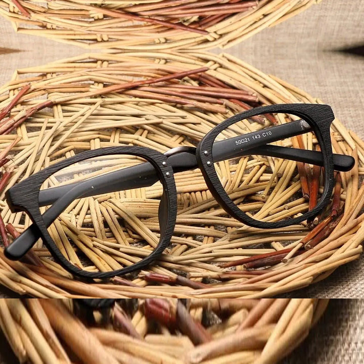 Hdcrafter Unisex Full Rim Round Square Wood Metal Frame Eyeglasses Hb029