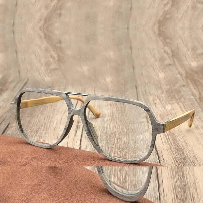 Hdcrafter Unisex Full Rim Square Oversized Wood Eyeglasses Ps8210