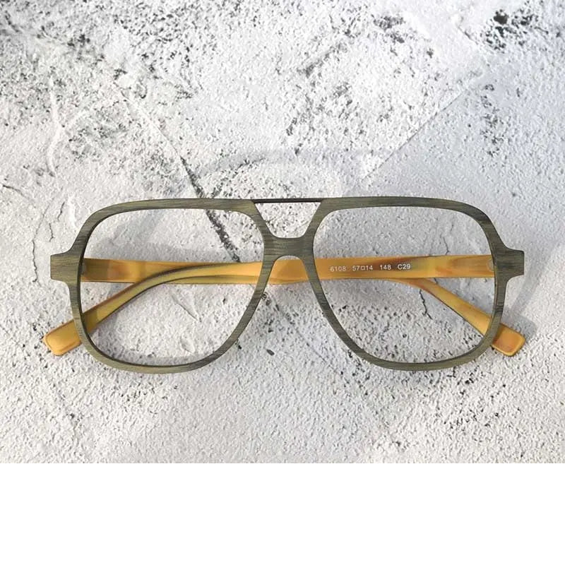Hdcrafter Unisex Full Rim Square Oversized Wood Eyeglasses Ps8210