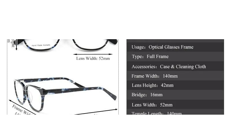 Chashma Ochki Unisex Full Rim Square Cat Eye Acetate Eyeglasses 9224