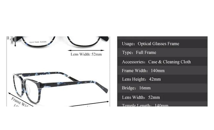 Chashma Ochki Unisex Full Rim Square Cat Eye Acetate Eyeglasses 9224