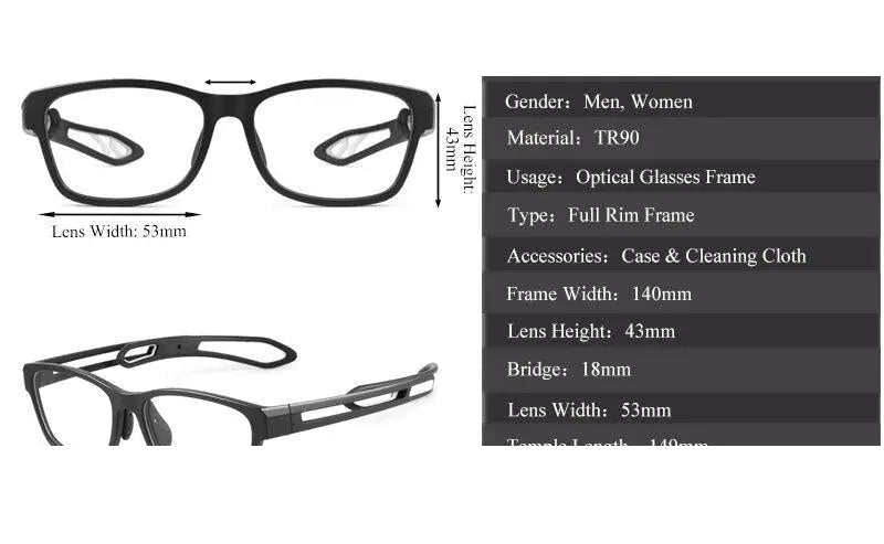 Chashma Ochki Unisex Full Rim Square Tr 90 Titanium Sport Eyeglasses 1927