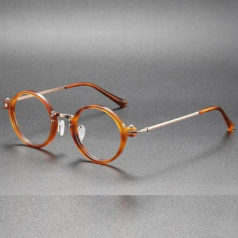 Oveliness Unisex Full Rim Round Acetate Titanium Eyeglasses 5866