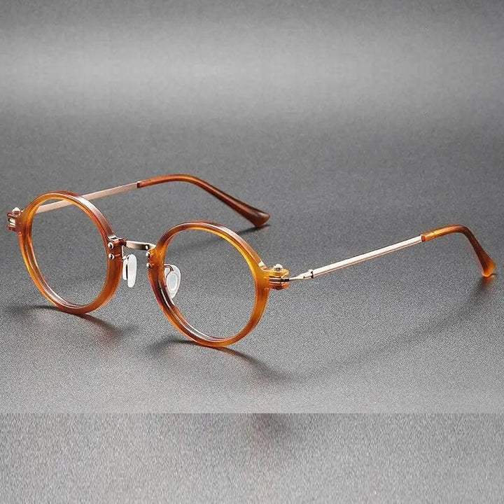 Oveliness Unisex Full Rim Round Acetate Titanium Eyeglasses 5866