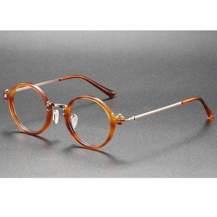 Oveliness Unisex Full Rim Round Acetate Titanium Eyeglasses 5866