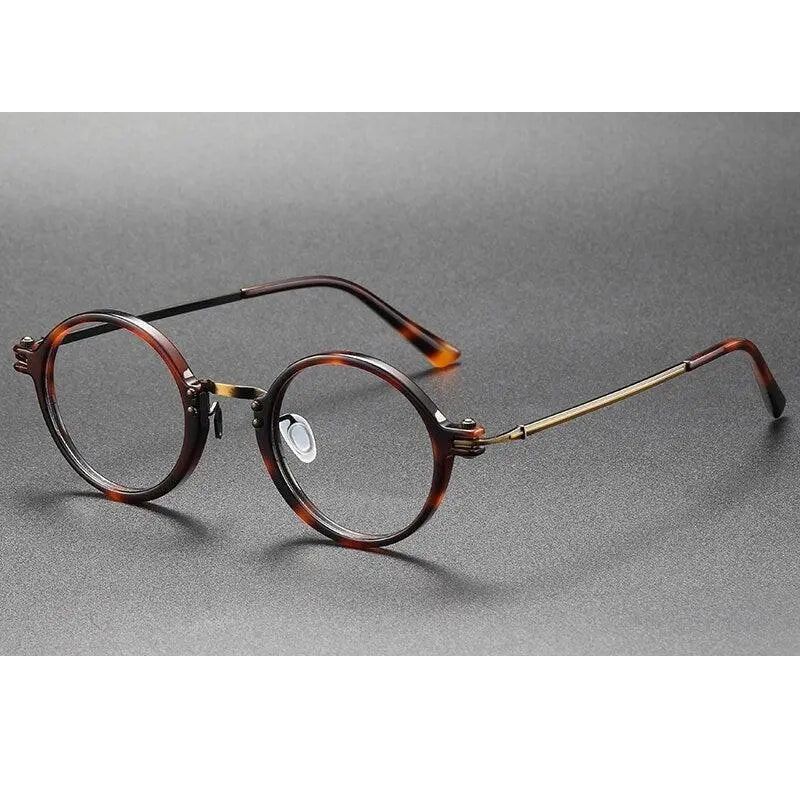 Oveliness Unisex Full Rim Round Acetate Titanium Eyeglasses 5866