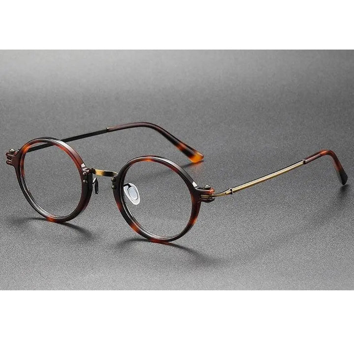 Oveliness Unisex Full Rim Round Acetate Titanium Eyeglasses 5866