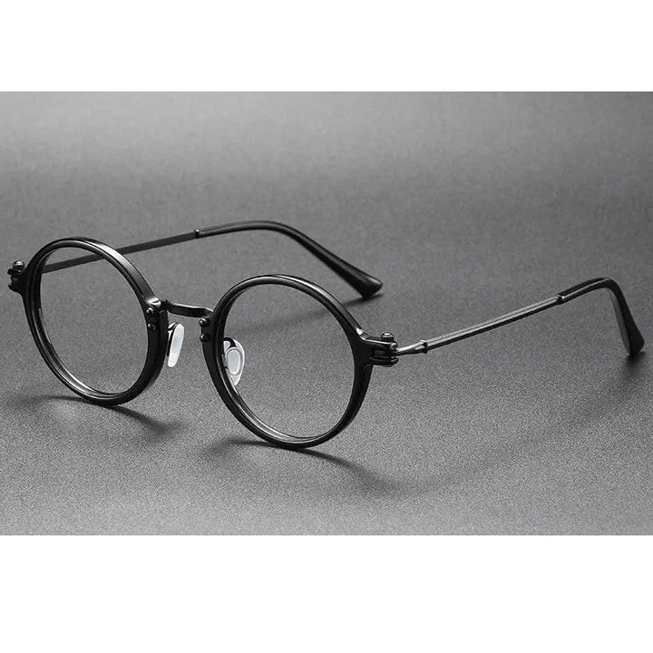 Oveliness Unisex Full Rim Round Acetate Titanium Eyeglasses 5866